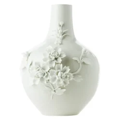 3D vase 30x37 cm blomst/hvit