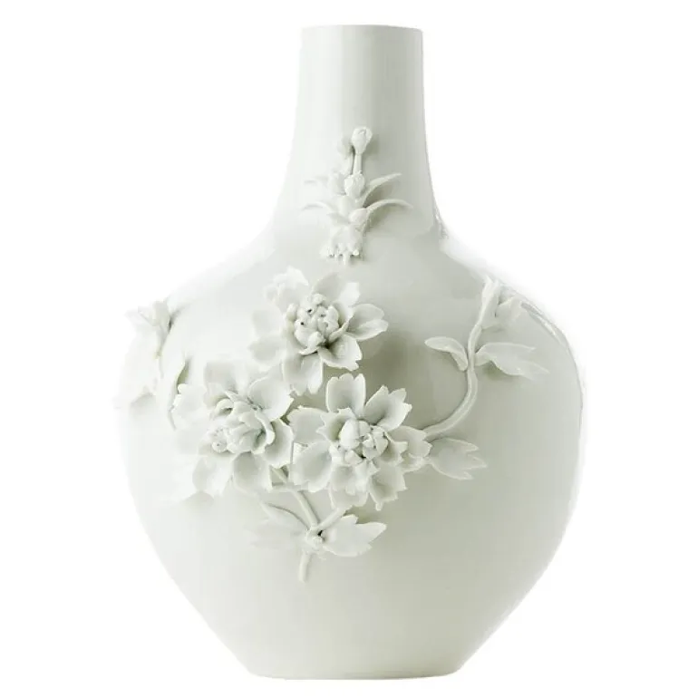 3D vase 30x37 cm blomst/hvit