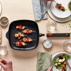 ECO Logic QXR stekepanne firkantet 24 cm avtagbart håndtak svart
