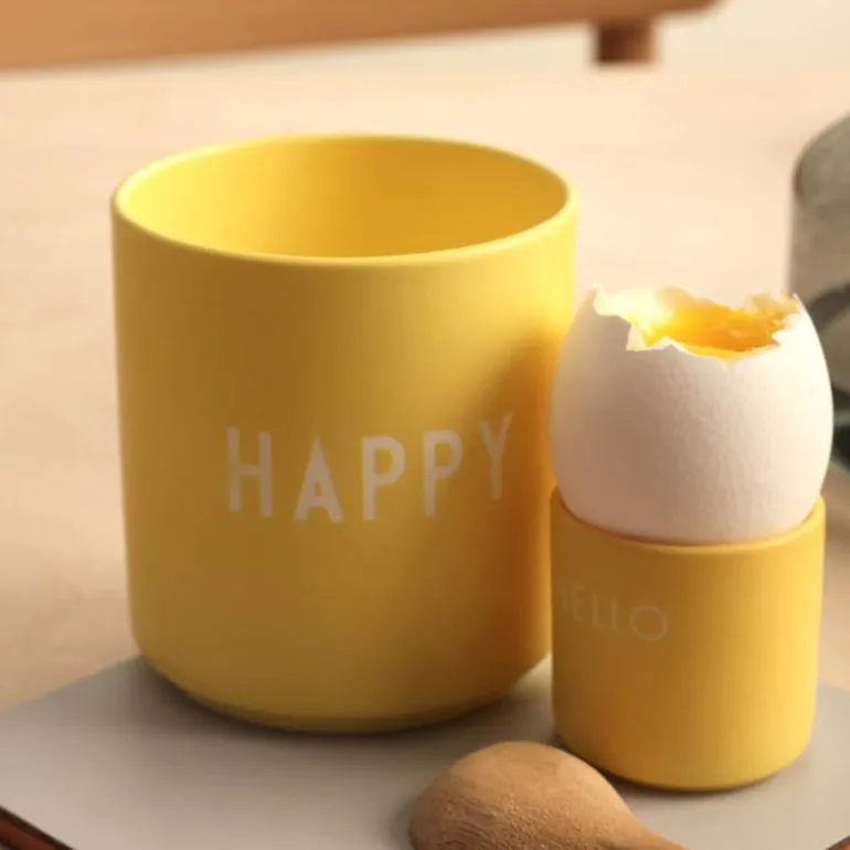 Eggeglass 2 stk HELLO gul
