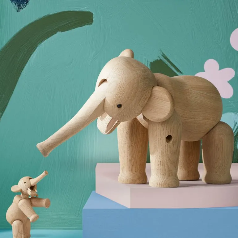 Elefant stor 22 cm eik