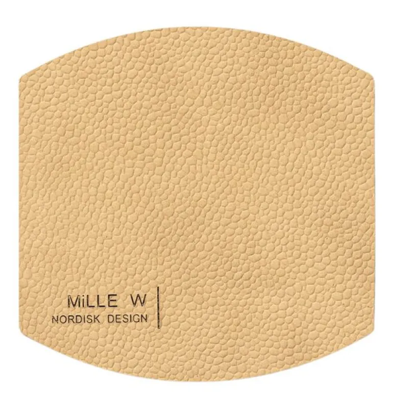 Ellips glassbrikke 10x10 cm beige