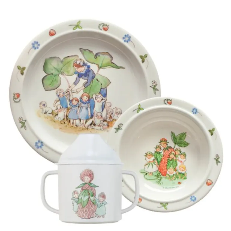 Elsa Beskow barneservise 3 deler Blomsterbarn