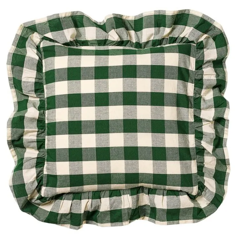 Elsa putetrekk med volang 50x50 cm grønn