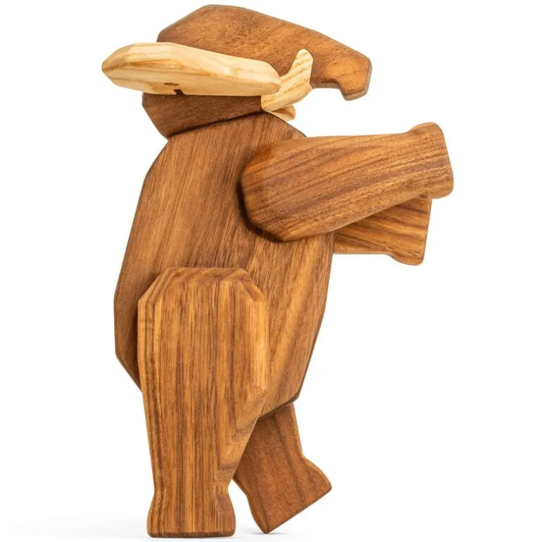 Far elefant trefigur 16 cm valnøtt/ask