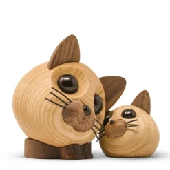 Figaro kattunge trefigur 6 cm ask/valnøtt