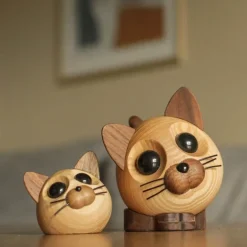 Figaro kattunge trefigur 6 cm ask/valnøtt