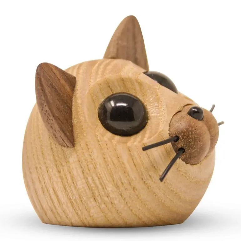 Figaro kattunge trefigur 6 cm ask/valnøtt