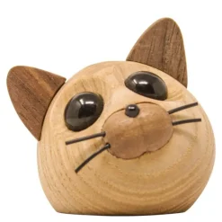 Figaro kattunge trefigur 6 cm ask/valnøtt