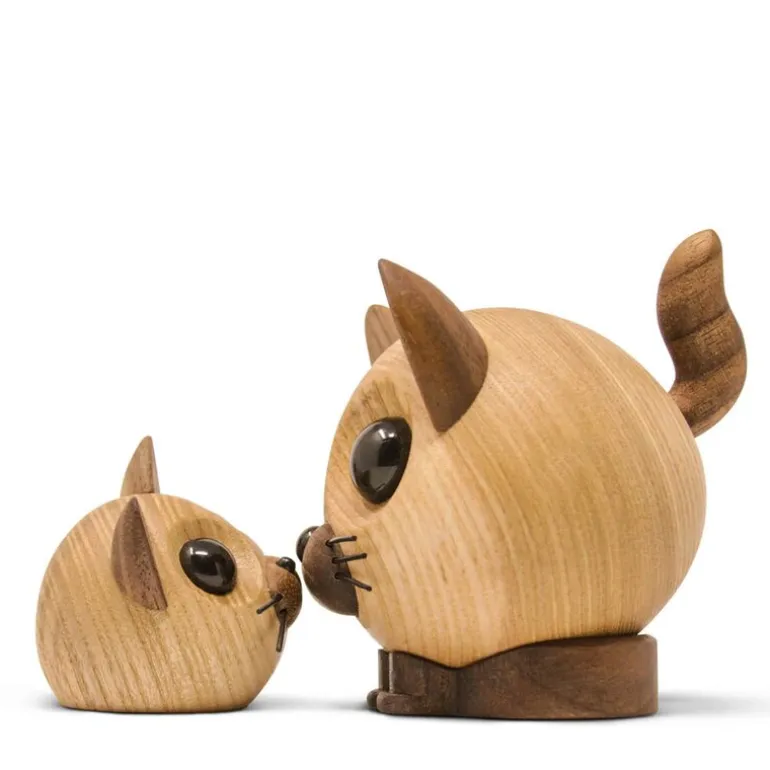 Figaro kattunge trefigur 6 cm ask/valnøtt