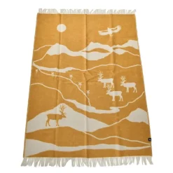 Fjällvandring ullpledd 130x170 cm gul