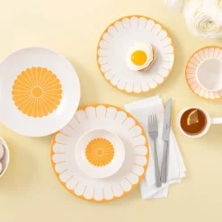 Fleur soleil fat til kaffekopp 14,8 cm hvit/gul