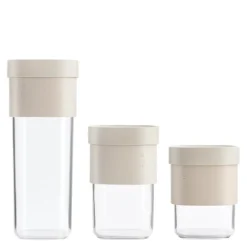 Flip Storage sett oppbevaringsbokser 3 deler + innsats beige