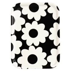 Flora serveringsbrett 27x20 cm svart/hvit