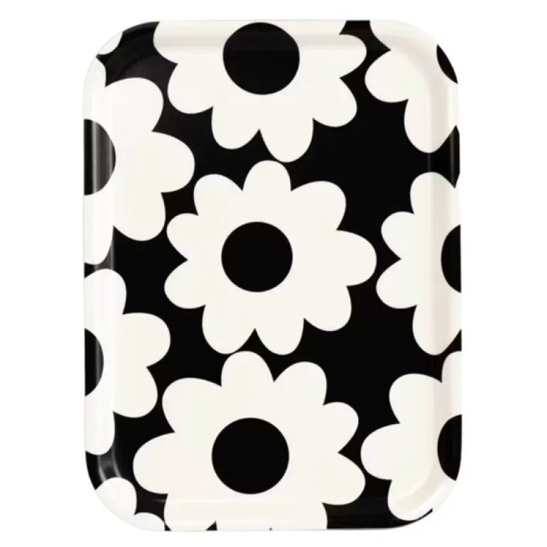Flora serveringsbrett 27x20 cm svart/hvit