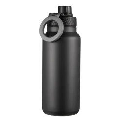 Flory flaske dobbeltvegget 0,9L med mobilholder og magnet svart/grå