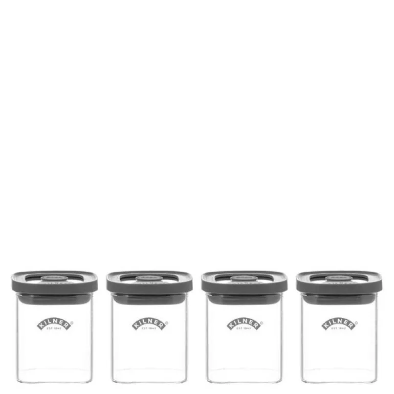 Fresh krydderkrukkesett 4 deler glass/grå