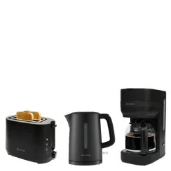 Frokostsett inkl vannkoker,brødrister og kaffetrakter svart