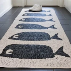 Gangteppe Whale 250x70 cm svart/hvit