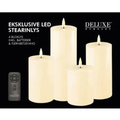 Gaveeske Ledlys 4 lys + fjernkontroll cream