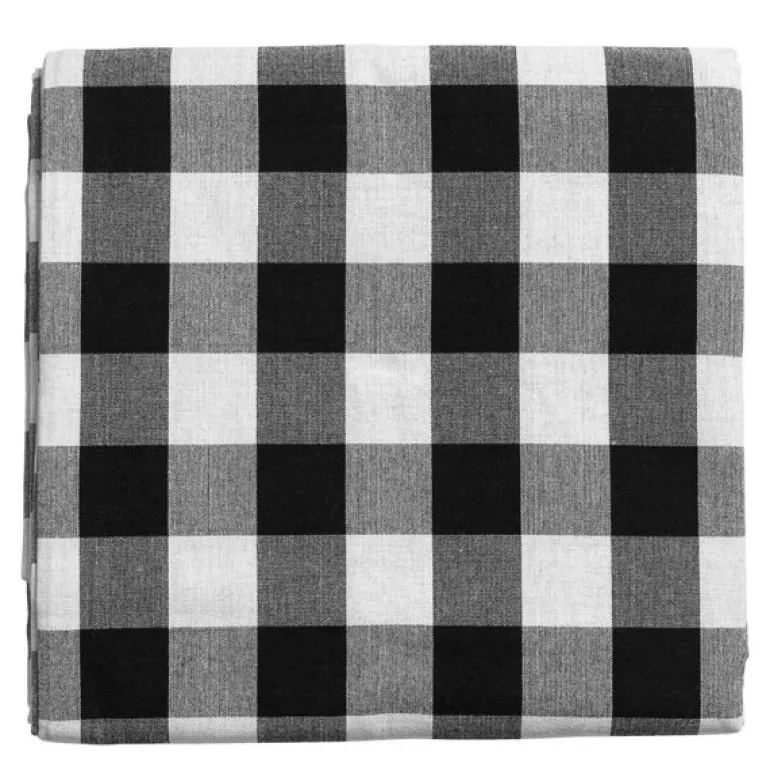 Gingham sengeteppe 260x260 cm svart/hvit
