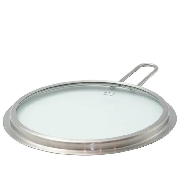 Glasslokk 20 cm børstet stål