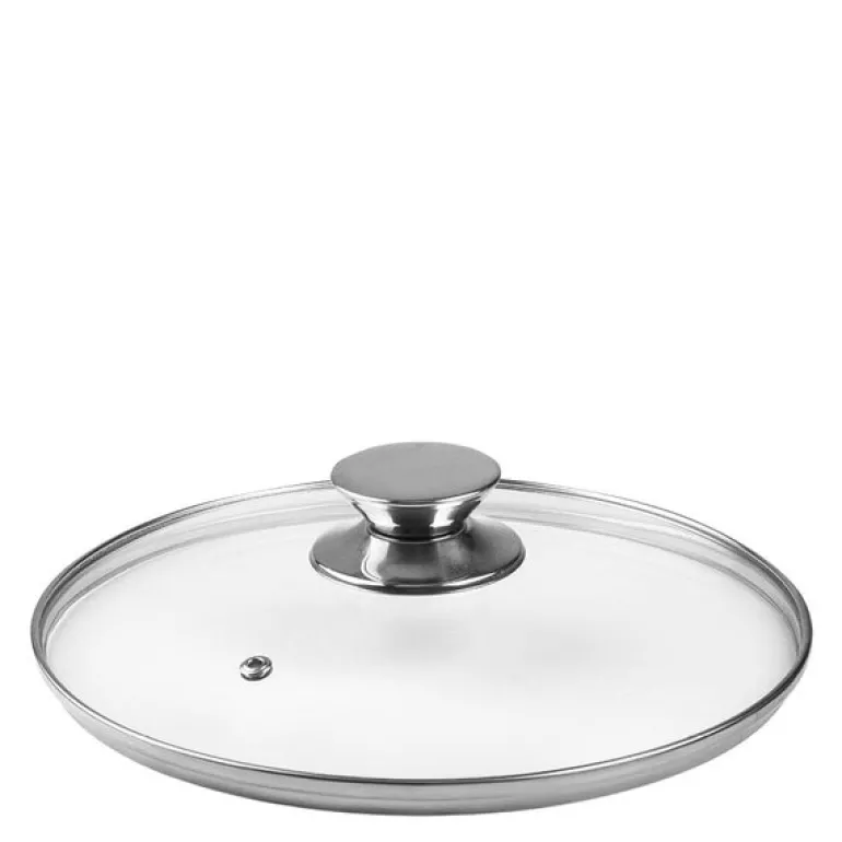 Glasslokk 28 cm med rustfri knott