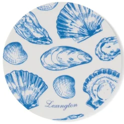 Glassunderlegg 4 stk laminert dobbelsidig blå/hvit