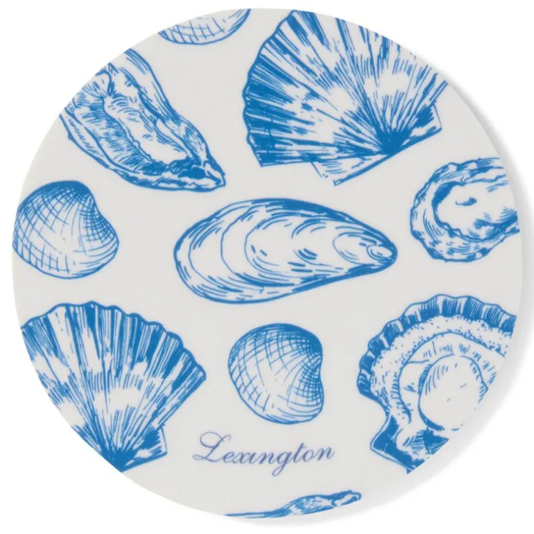Glassunderlegg 4 stk laminert dobbelsidig blå/hvit