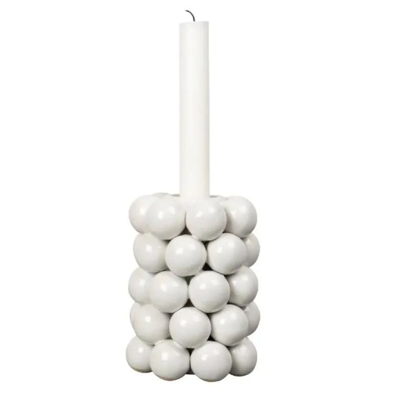 Globe lysestake 9,5 cm hvit