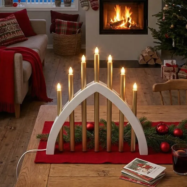 Gotland adventsstake 45 cm hvit/matt messing