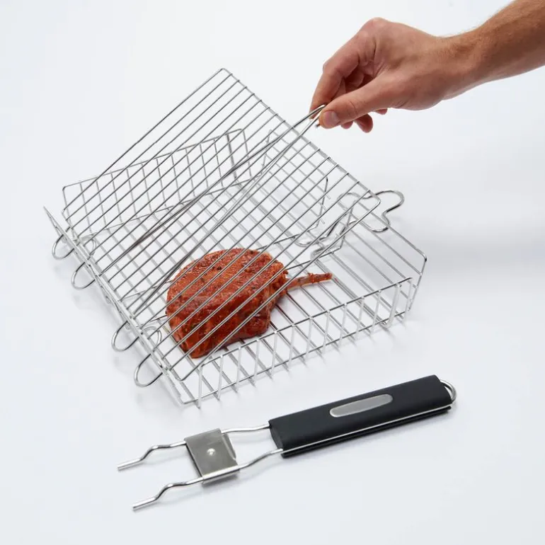 Grillkurv avtakbart håndtak 34x7 cm