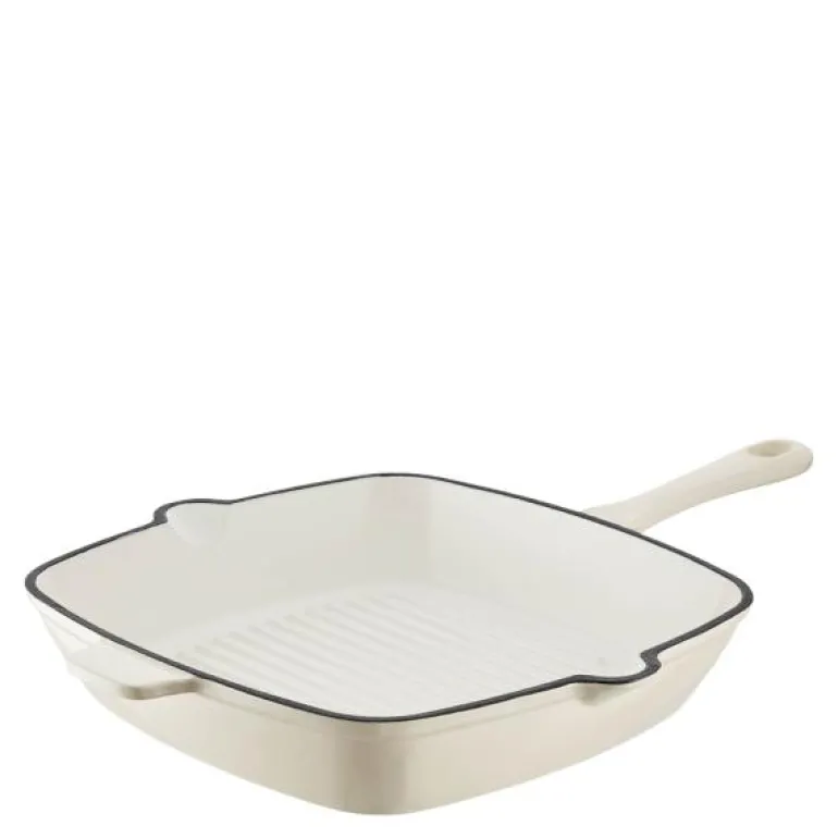 Grillpanne av støpejern 26 cm krem
