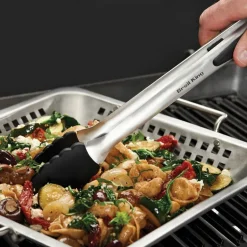 Grillwok perforert 39x35 cm rustfritt stål