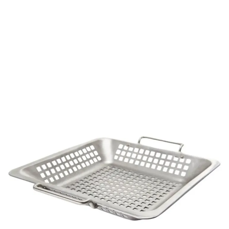 Grillwok perforert 39x35 cm rustfritt stål