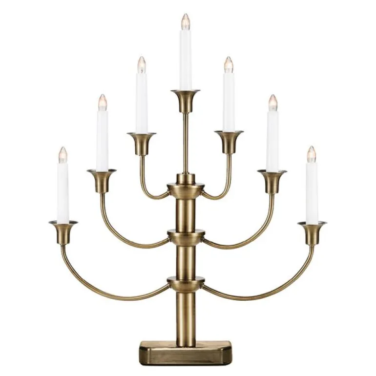 Gylling adventstake 7 lys 53 cm antikk messing