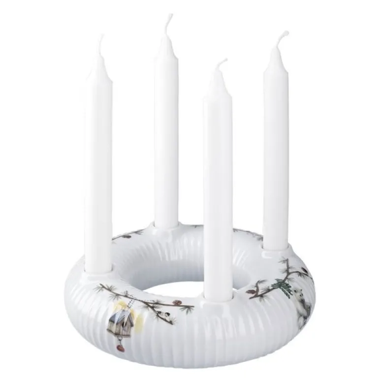 Hammershøi Christmas adventsstake 21,5 cm hvit m/dekor