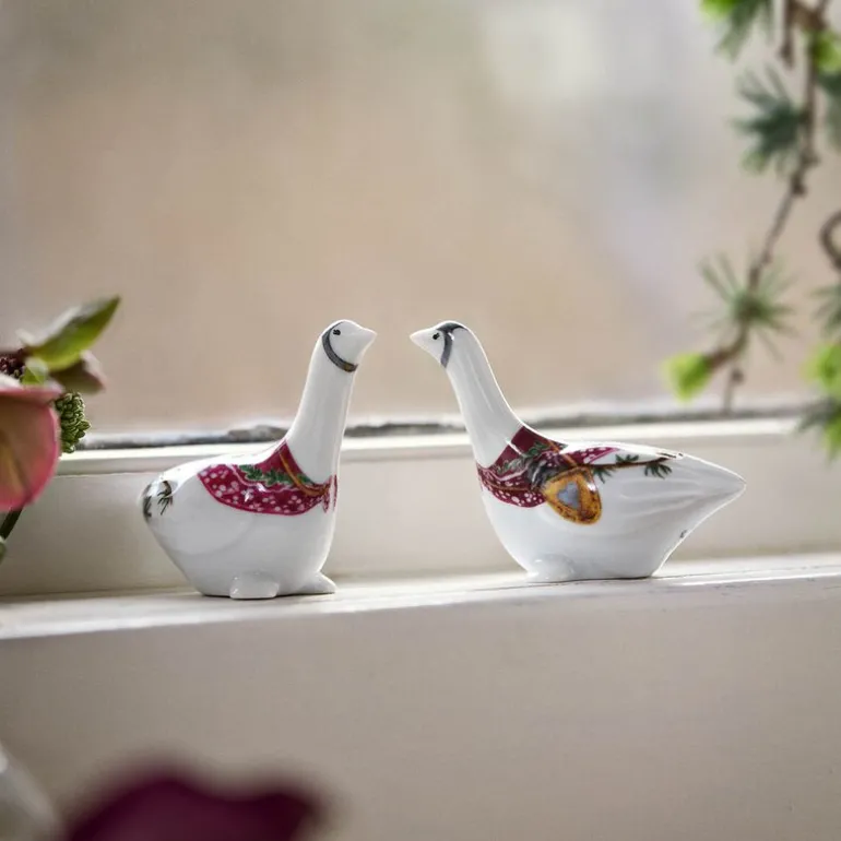 Hammershøi Christmas gås 8 cm hvit m/dekor