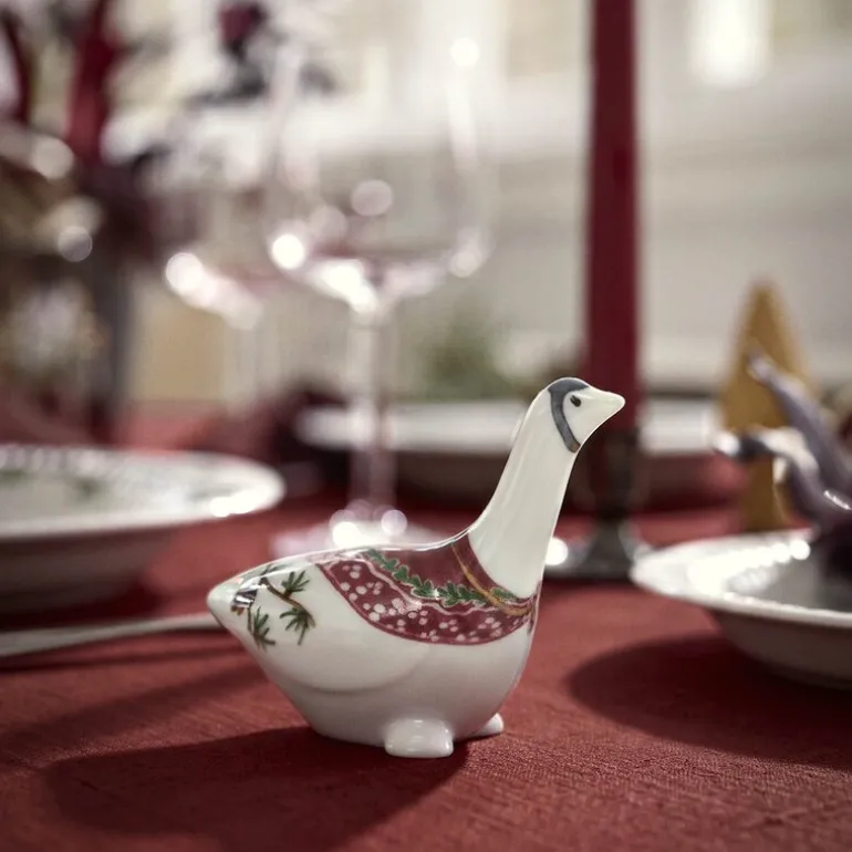 Hammershøi Christmas gås 8 cm hvit m/dekor