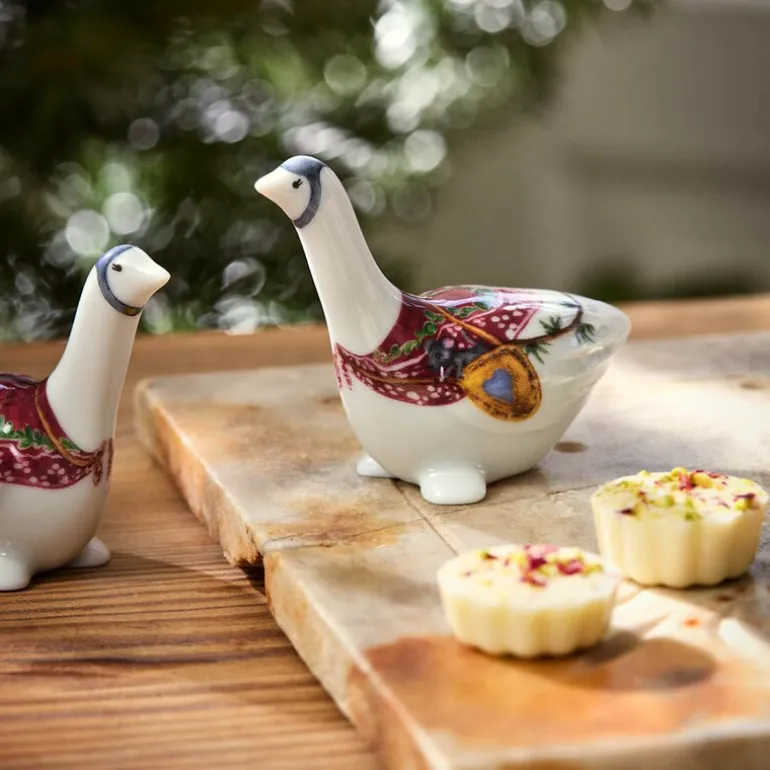 Hammershøi Christmas gås 8 cm hvit m/dekor