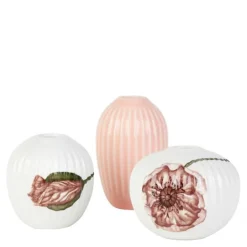 Hammershøi Poppy vase 3 stk miniatyr hvit m/dekor