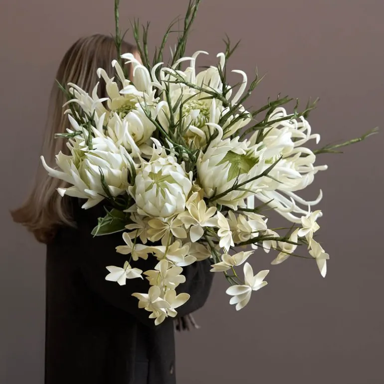 Happia blomsterdekorasjon 23 cm gul