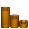 Happy lyslykt 6,8/10,5/15 cm 3 stk rav