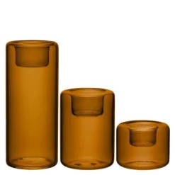 Happy lyslykt 6,8/10,5/15 cm 3 stk rav