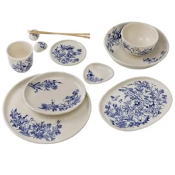 Haru oval tallerken 16 cm mummi hvit/blå
