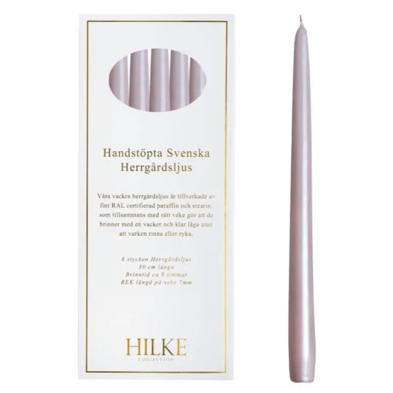 Herregårdslys 30 cm 6 stk blekrosa perle