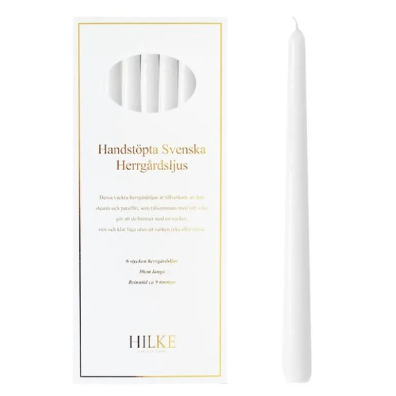 Herregårdslys 30 cm 6 stk hvit