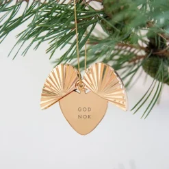 Hjerteåpner julepynt 7x7 cm GOD NOK gullbelagt