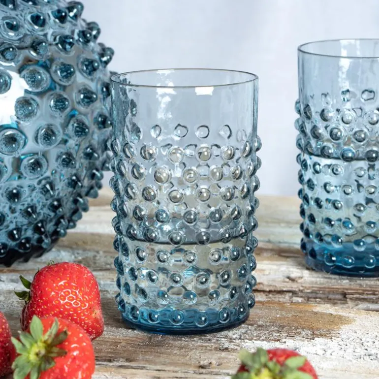 Hobnail glass 20 cl misty blue