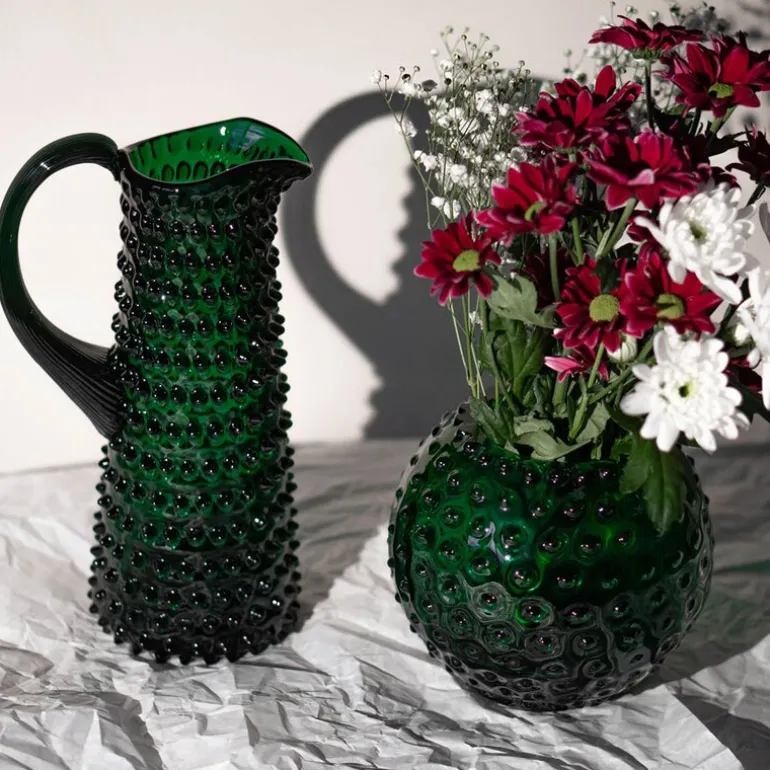 Hobnail karaffel høy 1L dark green
